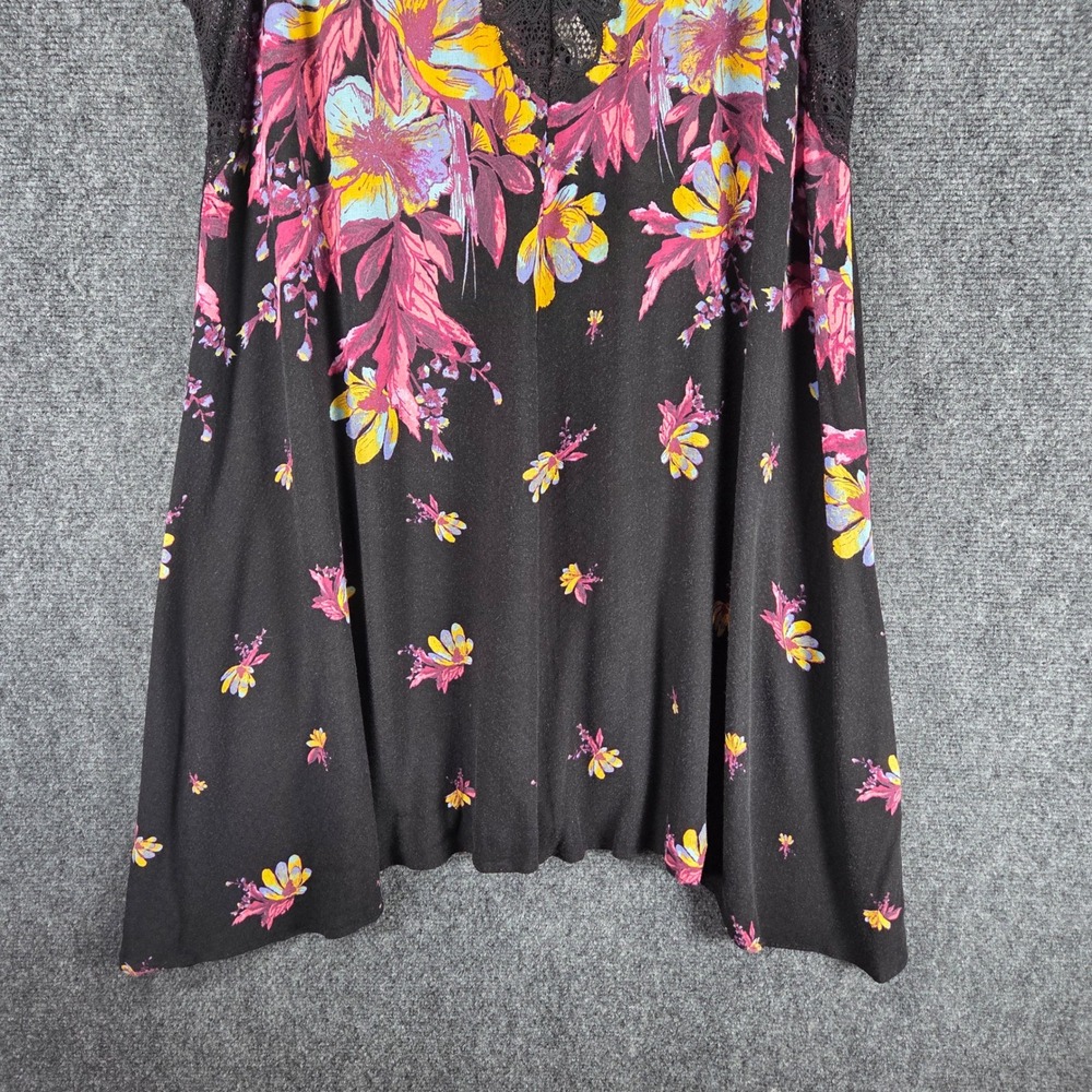 Free People Marsha Floral Lace Mini Slip Dress Black Rayon Boho Fairy Ethereal - Picture 5 of 14